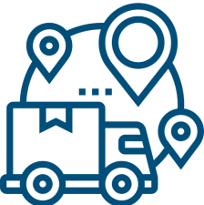 Delivery truck with location pins icon.