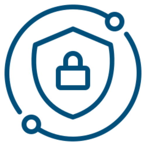 Security padlock inside shield icon.