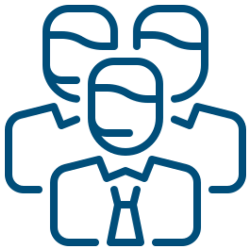 Three outlined figures wearing ties icon.
