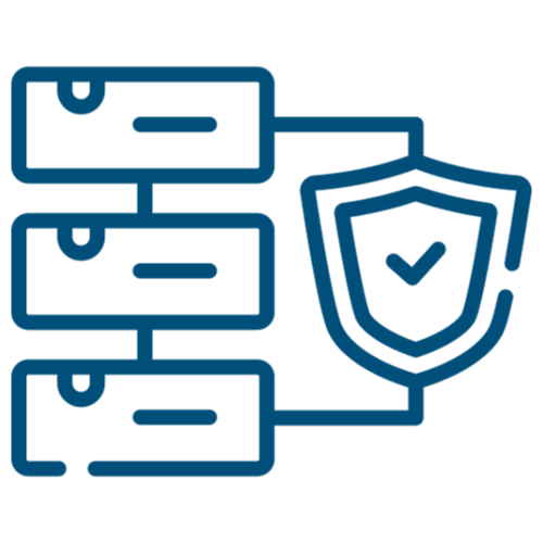 Server security icon with shield.